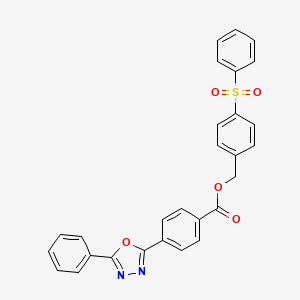 molecular formula C28H20N2O5S B4095738 4-(phenylsulfonyl)benzyl 4-(5-phenyl-1,3,4-oxadiazol-2-yl)benzoate 