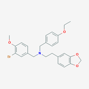 molecular formula C26H28BrNO4 B409576 2-(1,3-benzodioxol-5-yl)-N-(3-bromo-4-methoxybenzyl)-N-(4-ethoxybenzyl)ethanamine 
