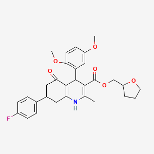 Tetrahydrofuran-2-ylmethyl 4-(2,5-dimethoxyphenyl)-7-(4-fluorophenyl)-2-methyl-5-oxo-1,4,5,6,7,8-hexahydroquinoline-3-carboxylate