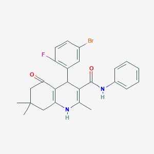 4-(5-bromo-2-fluorophenyl)-2,7,7-trimethyl-5-oxo-N-phenyl-1,4,5,6,7,8-hexahydroquinoline-3-carboxamide