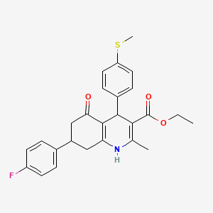 molecular formula C26H26FNO3S B4095863 Ethyl 7-(4-fluorophenyl)-2-methyl-4-[4-(methylsulfanyl)phenyl]-5-oxo-1,4,5,6,7,8-hexahydroquinoline-3-carboxylate 