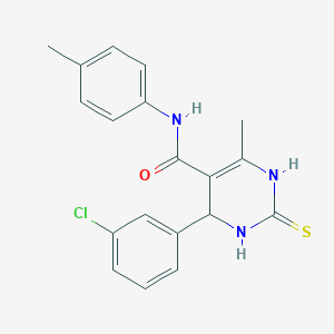 molecular formula C19H18ClN3OS B409589 4-(3-chlorophenyl)-6-methyl-N-(4-methylphenyl)-2-thioxo-1,2,3,4-tetrahydro-5-pyrimidinecarboxamide 