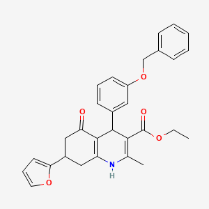 molecular formula C30H29NO5 B4095898 Ethyl 4-[3-(benzyloxy)phenyl]-7-(furan-2-yl)-2-methyl-5-oxo-1,4,5,6,7,8-hexahydroquinoline-3-carboxylate 