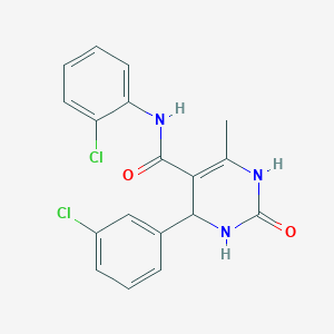 molecular formula C18H15Cl2N3O2 B409590 N-(2-chlorophenyl)-4-(3-chlorophenyl)-6-methyl-2-oxo-1,2,3,4-tetrahydro-5-pyrimidinecarboxamide CAS No. 332373-18-9