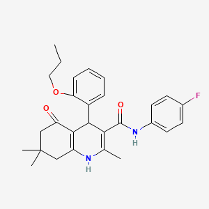 molecular formula C28H31FN2O3 B4095938 N-(4-fluorophenyl)-2,7,7-trimethyl-5-oxo-4-(2-propoxyphenyl)-1,4,5,6,7,8-hexahydroquinoline-3-carboxamide 