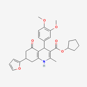 molecular formula C28H31NO6 B4095959 cyclopentyl 4-(3,4-dimethoxyphenyl)-7-(2-furyl)-2-methyl-5-oxo-1,4,5,6,7,8-hexahydro-3-quinolinecarboxylate 