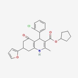 Cyclopentyl 4-(2-chlorophenyl)-7-(furan-2-yl)-2-methyl-5-oxo-1,4,5,6,7,8-hexahydroquinoline-3-carboxylate