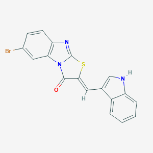 molecular formula C18H10BrN3OS B409599 6-bromo-2-(1H-indol-3-ylmethylene)[1,3]thiazolo[3,2-a]benzimidazol-3(2H)-one 