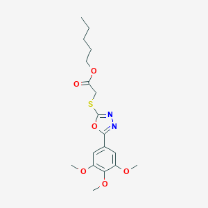 molecular formula C18H24N2O6S B409609 Pentyl {[5-(3,4,5-trimethoxyphenyl)-1,3,4-oxadiazol-2-yl]sulfanyl}acetate CAS No. 337496-80-7