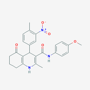 molecular formula C25H25N3O5 B4096172 N-(4-methoxyphenyl)-2-methyl-4-(4-methyl-3-nitrophenyl)-5-oxo-1,4,5,6,7,8-hexahydroquinoline-3-carboxamide 