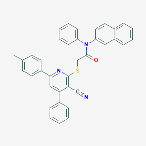 molecular formula C37H27N3OS B409619 2-{[3-cyano-6-(4-methylphenyl)-4-phenyl-2-pyridinyl]sulfanyl}-N-(2-naphthyl)-N-phenylacetamide 