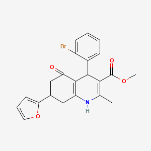 molecular formula C22H20BrNO4 B4096205 Methyl 4-(2-bromophenyl)-7-(furan-2-yl)-2-methyl-5-oxo-1,4,5,6,7,8-hexahydroquinoline-3-carboxylate 