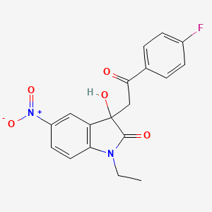 molecular formula C18H15FN2O5 B4096214 1-ethyl-3-[2-(4-fluorophenyl)-2-oxoethyl]-3-hydroxy-5-nitro-1,3-dihydro-2H-indol-2-one 