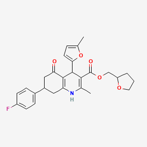 Tetrahydrofuran-2-ylmethyl 7-(4-fluorophenyl)-2-methyl-4-(5-methylfuran-2-yl)-5-oxo-1,4,5,6,7,8-hexahydroquinoline-3-carboxylate