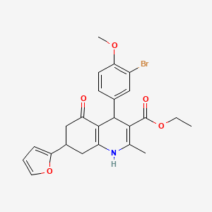 Ethyl 4-(3-bromo-4-methoxyphenyl)-7-(furan-2-yl)-2-methyl-5-oxo-1,4,5,6,7,8-hexahydroquinoline-3-carboxylate