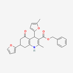 molecular formula C27H25NO5 B4096360 benzyl 7-(2-furyl)-2-methyl-4-(5-methyl-2-furyl)-5-oxo-1,4,5,6,7,8-hexahydro-3-quinolinecarboxylate 