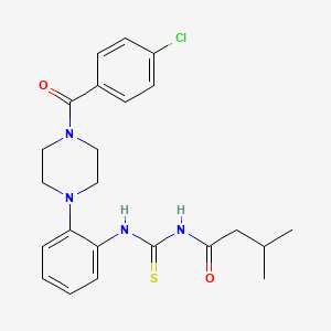 molecular formula C23H27ClN4O2S B4096387 N-[({2-[4-(4-chlorobenzoyl)-1-piperazinyl]phenyl}amino)carbonothioyl]-3-methylbutanamide 