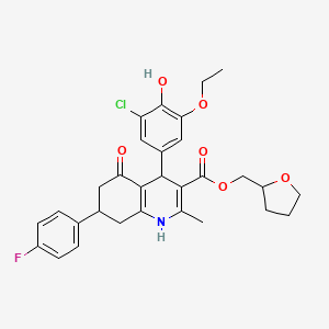 tetrahydro-2-furanylmethyl 4-(3-chloro-5-ethoxy-4-hydroxyphenyl)-7-(4-fluorophenyl)-2-methyl-5-oxo-1,4,5,6,7,8-hexahydro-3-quinolinecarboxylate