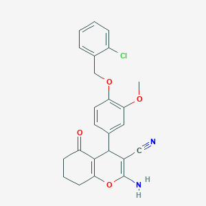 molecular formula C24H21ClN2O4 B409642 2-Amino-4-[4-[(2-chlorophenyl)methoxy]-3-methoxyphenyl]-5-oxo-4,6,7,8-tetrahydrochromene-3-carbonitrile CAS No. 315245-11-5