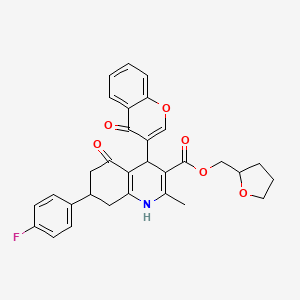 tetrahydrofuran-2-ylmethyl 7-(4-fluorophenyl)-2-methyl-5-oxo-4-(4-oxo-4H-chromen-3-yl)-1,4,5,6,7,8-hexahydroquinoline-3-carboxylate