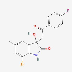 molecular formula C17H13BrFNO3 B4096464 7-bromo-3-[2-(4-fluorophenyl)-2-oxoethyl]-3-hydroxy-5-methyl-1,3-dihydro-2H-indol-2-one 