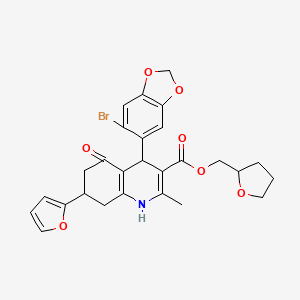 tetrahydro-2-furanylmethyl 4-(6-bromo-1,3-benzodioxol-5-yl)-7-(2-furyl)-2-methyl-5-oxo-1,4,5,6,7,8-hexahydro-3-quinolinecarboxylate