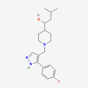 1-(1-{[3-(4-fluorophenyl)-1H-pyrazol-4-yl]methyl}piperidin-4-yl)-3-methylbutan-1-ol