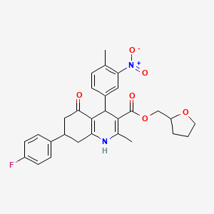 molecular formula C29H29FN2O6 B4096570 Tetrahydrofuran-2-ylmethyl 7-(4-fluorophenyl)-2-methyl-4-(4-methyl-3-nitrophenyl)-5-oxo-1,4,5,6,7,8-hexahydroquinoline-3-carboxylate 