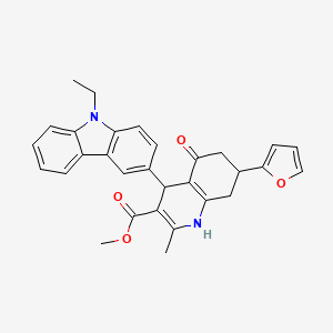 molecular formula C30H28N2O4 B4096594 methyl 4-(9-ethyl-9H-carbazol-3-yl)-7-(2-furyl)-2-methyl-5-oxo-1,4,5,6,7,8-hexahydro-3-quinolinecarboxylate 