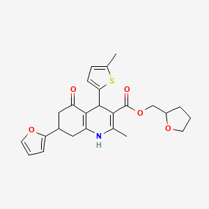 molecular formula C25H27NO5S B4096647 Tetrahydrofuran-2-ylmethyl 7-(furan-2-yl)-2-methyl-4-(5-methylthiophen-2-yl)-5-oxo-1,4,5,6,7,8-hexahydroquinoline-3-carboxylate 