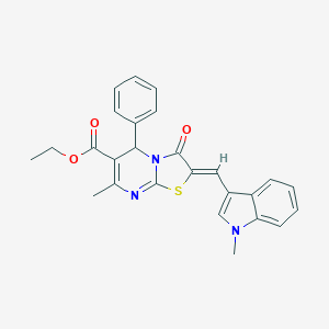 molecular formula C26H23N3O3S B409669 ethyl (2Z)-7-methyl-2-[(1-methylindol-3-yl)methylidene]-3-oxo-5-phenyl-5H-[1,3]thiazolo[3,2-a]pyrimidine-6-carboxylate CAS No. 305866-15-3