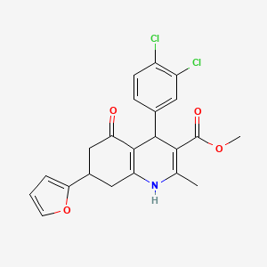 molecular formula C22H19Cl2NO4 B4096711 methyl 4-(3,4-dichlorophenyl)-7-(2-furyl)-2-methyl-5-oxo-1,4,5,6,7,8-hexahydro-3-quinolinecarboxylate 