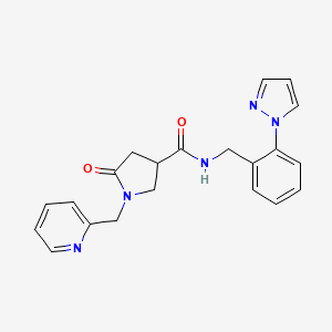 5-oxo-N-[2-(1H-pyrazol-1-yl)benzyl]-1-(pyridin-2-ylmethyl)pyrrolidine-3-carboxamide