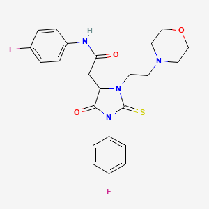 N-(4-fluorophenyl)-2-{1-(4-fluorophenyl)-3-[2-(morpholin-4-yl)ethyl]-5-oxo-2-thioxoimidazolidin-4-yl}acetamide