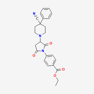 molecular formula C25H25N3O4 B4096831 Ethyl 4-[3-(4-cyano-4-phenylpiperidin-1-yl)-2,5-dioxopyrrolidin-1-yl]benzoate 