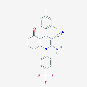 2-amino-4-(2,4-dimethylphenyl)-5-oxo-1-[4-(trifluoromethyl)phenyl]-1,4,5,6,7,8-hexahydro-3-quinolinecarbonitrile