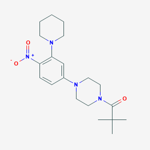 molecular formula C20H30N4O3 B4096865 1-(2,2-dimethylpropanoyl)-4-[4-nitro-3-(1-piperidinyl)phenyl]piperazine 