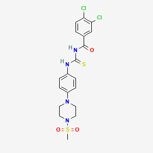 molecular formula C19H20Cl2N4O3S2 B4096908 3,4-dichloro-N-[({4-[4-(methylsulfonyl)-1-piperazinyl]phenyl}amino)carbonothioyl]benzamide 