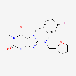 molecular formula C19H22FN5O3 B4096966 7-(4-fluorobenzyl)-1,3-dimethyl-8-[(tetrahydrofuran-2-ylmethyl)amino]-3,7-dihydro-1H-purine-2,6-dione 