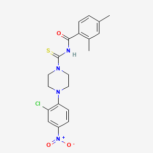 molecular formula C20H21ClN4O3S B4096972 N-{[4-(2-chloro-4-nitrophenyl)piperazin-1-yl]carbonothioyl}-2,4-dimethylbenzamide 