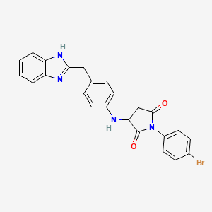 molecular formula C24H19BrN4O2 B4097049 3-{[4-(1H-benzimidazol-2-ylmethyl)phenyl]amino}-1-(4-bromophenyl)-2,5-pyrrolidinedione 