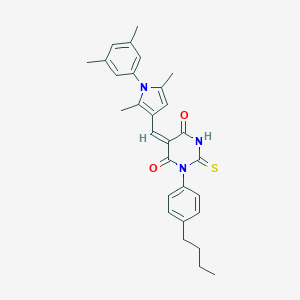 molecular formula C29H31N3O2S B409705 1-(4-butylphenyl)-5-{[1-(3,5-dimethylphenyl)-2,5-dimethyl-1H-pyrrol-3-yl]methylene}-2-thioxodihydro-4,6(1H,5H)-pyrimidinedione 