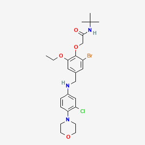 2-[2-bromo-4-({[3-chloro-4-(4-morpholinyl)phenyl]amino}methyl)-6-ethoxyphenoxy]-N-(tert-butyl)acetamide