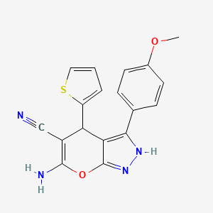 molecular formula C18H14N4O2S B4097096 6-amino-3-(4-methoxyphenyl)-4-(2-thienyl)-1,4-dihydropyrano[2,3-c]pyrazole-5-carbonitrile 