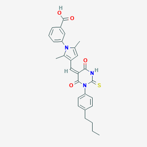 molecular formula C28H27N3O4S B409711 3-(3-{(E)-[1-(4-butylphenyl)-4,6-dioxo-2-thioxotetrahydropyrimidin-5(2H)-ylidene]methyl}-2,5-dimethyl-1H-pyrrol-1-yl)benzoic acid 