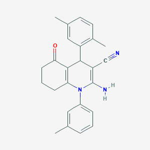 2-Amino-4-(2,5-dimethylphenyl)-1-(3-methylphenyl)-5-oxo-1,4,5,6,7,8-hexahydroquinoline-3-carbonitrile