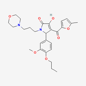 molecular formula C27H34N2O7 B4097206 3-Hydroxy-5-(3-methoxy-4-propoxyphenyl)-4-[(5-methyl(2-furyl))carbonyl]-1-(3-m orpholin-4-ylpropyl)-3-pyrrolin-2-one 