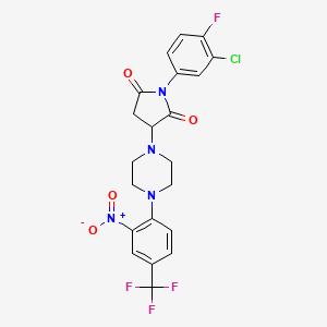 molecular formula C21H17ClF4N4O4 B4097227 1-(3-Chloro-4-fluorophenyl)-3-{4-[2-nitro-4-(trifluoromethyl)phenyl]piperazin-1-yl}pyrrolidine-2,5-dione 