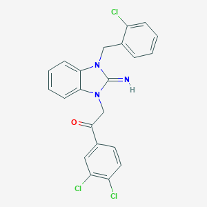 molecular formula C22H16Cl3N3O B409724 2-[3-(2-chlorobenzyl)-2-imino-2,3-dihydro-1H-benzimidazol-1-yl]-1-(3,4-dichlorophenyl)ethanone 
