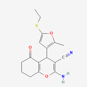 molecular formula C17H18N2O3S B4097241 2-amino-4-[5-(ethylsulfanyl)-2-methylfuran-3-yl]-5-oxo-5,6,7,8-tetrahydro-4H-chromene-3-carbonitrile 